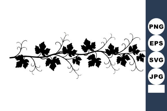 Black Grapevine Silhouette Decorative Bo Graphics & Illustrations