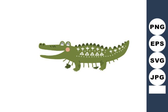 Crocodile Animal with Decorative Pattern: Graphics & Illustrations