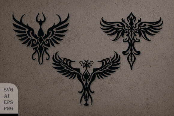 Decorative Bird Tattoo Set: Editorial Graphics & Illustrations