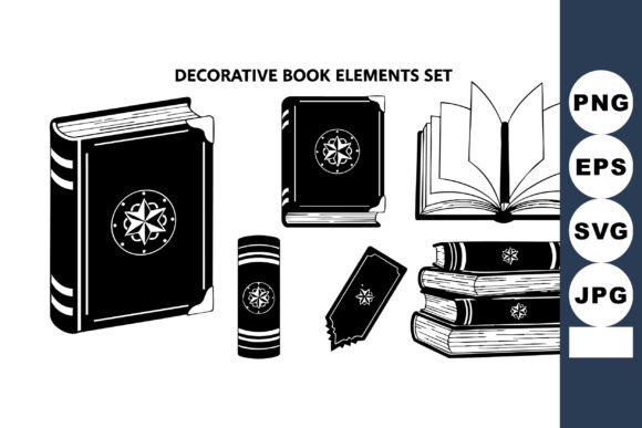 Decorative Book Elements with Closed an