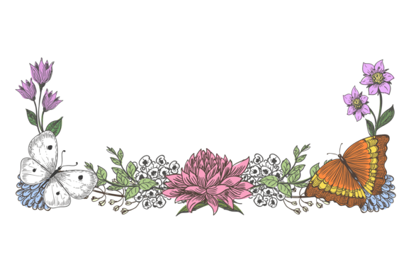 Decorative Floral Border: Spring Garden Graphics & Illustrations
