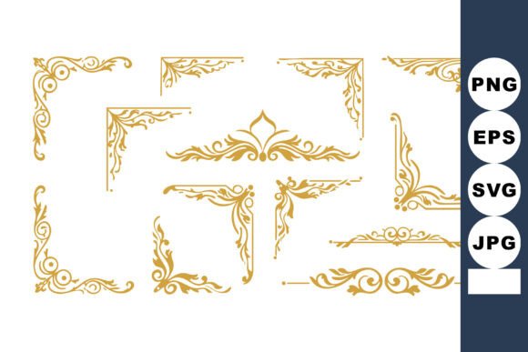 Decorative Golden Ornamental Corner and Graphics