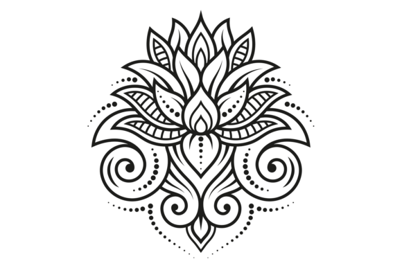 Decorative Lotus Drawing Graphics & Illustrations