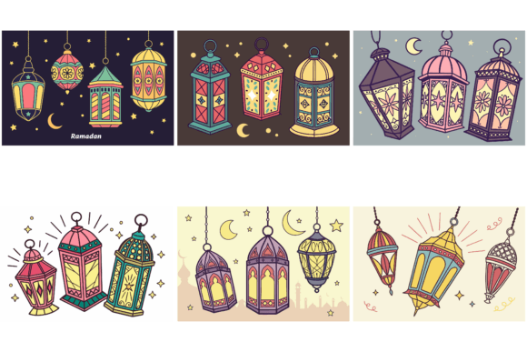 Decorative Ramadan Lanterns Graphics for Editorial Use