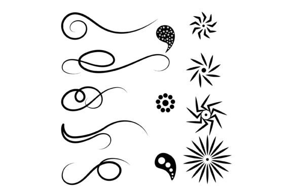 Decorative Swirls and Symbols Vector: Graphics & Illustrations for Sellers