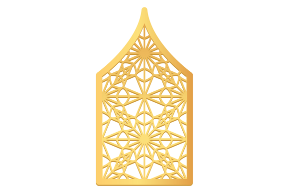 Decorative Window Lattice Ornament. Gold