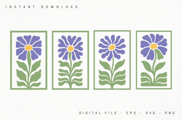 Framed Decorative Purple Flower Panels: Graphics & Illustrations for Handmade Brands