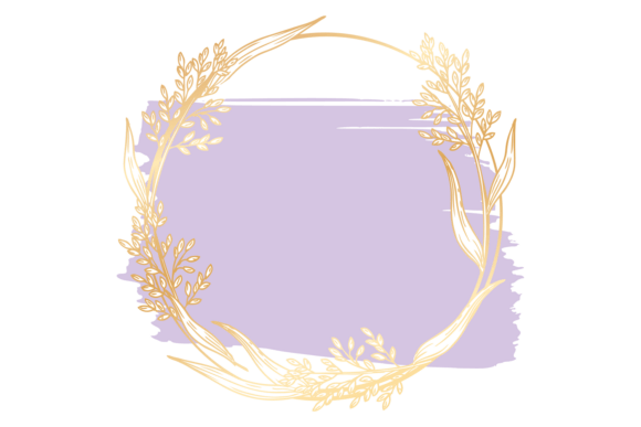 Golden Branch Round Border Graphics & Illustrations