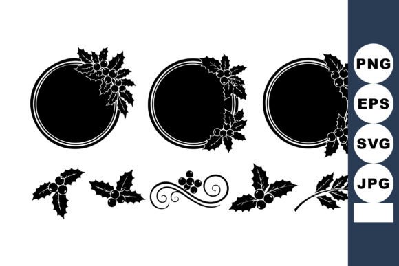 Holly Wreath Frames & Decorative Borders: Graphics & Illustrations