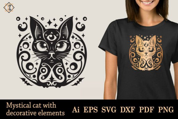Mystical Cat Graphics & Illustrations