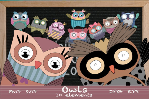Owls Decorative Pattern Clip Art: Graphics & Illustrations for Handmade Makers