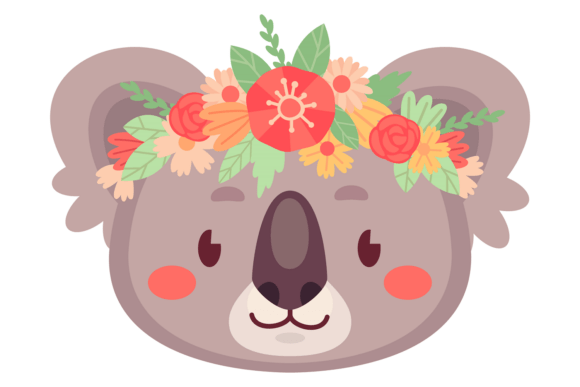 Spring Koala Head Graphics for Editorial and Web Design