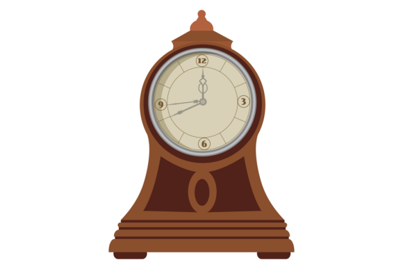 Vintage Wooden Clock Graphics & Illustrations